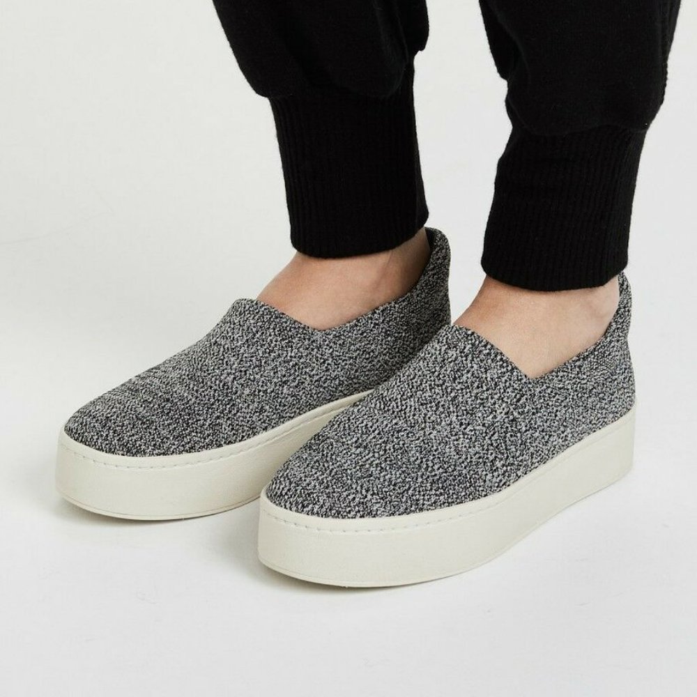 Vince Grey Marl Walsh Knit Slip-On Platform Sneakers